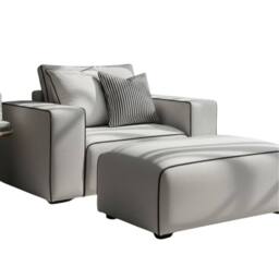 Stratus Interiors Sloane 2-Tone Modular Sofa - Custom Contrast Piping - Armchair in Cream - thumbnail 2