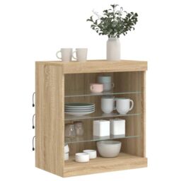 Berkfield Home Sideboard with LED Lights Sonoma Oak 60.5x37x67 cm in Brown - thumbnail 4