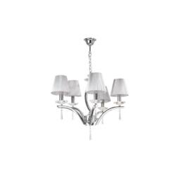 Netlighting ORCHESTRA 5 Light Chandeliers Shades Chrome K9 Crystals Fabric 60x50cm in Grey - Size: 60x50 cm - thumbnail 1