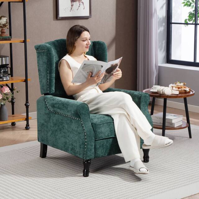 HOMCOM Recliner Armchair for Living Room Reclining Chair with Footrest in Dark Green - image 1