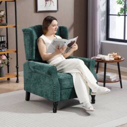 HOMCOM Recliner Armchair for Living Room Reclining Chair with Footrest in Dark Green