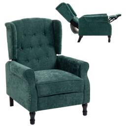HOMCOM Recliner Armchair for Living Room Reclining Chair with Footrest in Dark Green - thumbnail 2