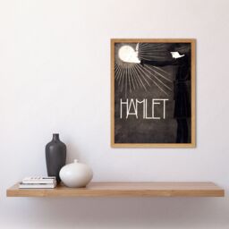 "Artery8 Wall Art Print Theatre Stage Play Hamlet Shakespeare Netherlands Vintage Black & White Art Framed in Light Oak - Size: W12"" x H16""" - thumbnail 2