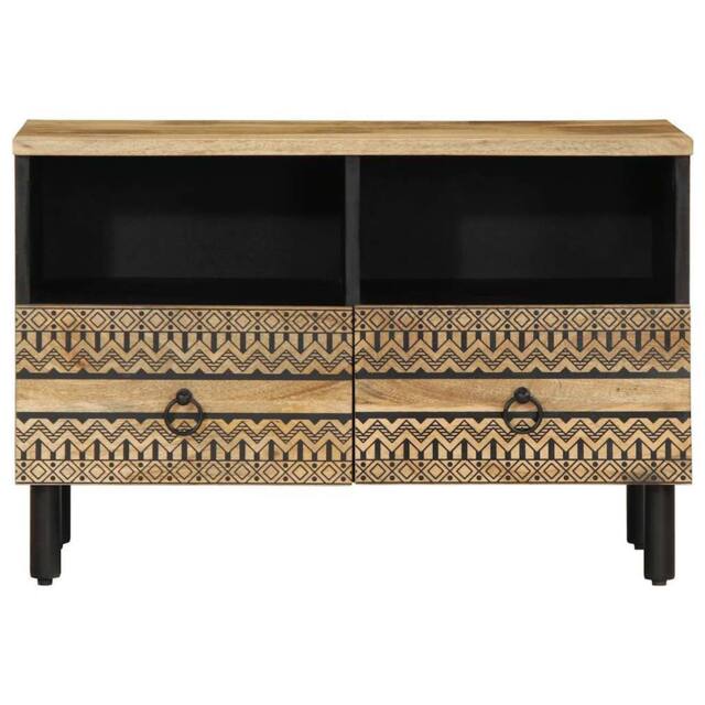 Berkfield Home TV Cabinet Black 70x33.5x46 cm Solid Rough Wood Mango - image 1