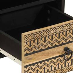 Berkfield Home TV Cabinet Black 70x33.5x46 cm Solid Rough Wood Mango - thumbnail 7