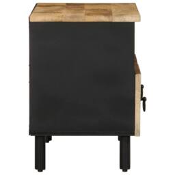 Berkfield Home TV Cabinet Black 70x33.5x46 cm Solid Rough Wood Mango - thumbnail 4