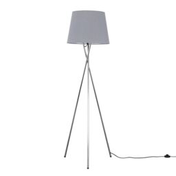 ValueLights Camden Polished Chrome Tripod Floor Lamp with Grey Tapered Lamp Shade - thumbnail 6