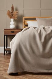 BHS Faux Fur Throw with Velvet Backing in Natural - Size: Small - thumbnail 1