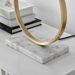 FurnitureboxUK Saffron Energy Efficient Gold Marble & Metal Table Lamp Light (Including Bulb) in White - thumbnail 4