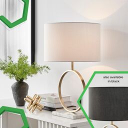 FurnitureboxUK Saffron Energy Efficient Gold Marble & Metal Table Lamp Light (Including Bulb) in White - thumbnail 8