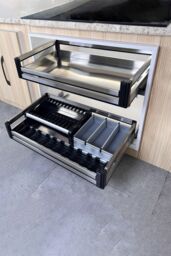 Living and Home Stainless Steel Cabinet Pull-Out Basket in Silver