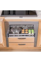 Living and Home Stainless Steel Cabinet Pull-Out Basket in Silver - thumbnail 4