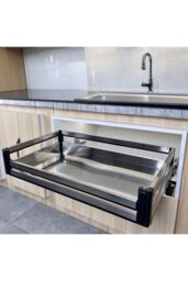 Living and Home Stainless Steel Cabinet Pull-Out Basket in Silver - thumbnail 2