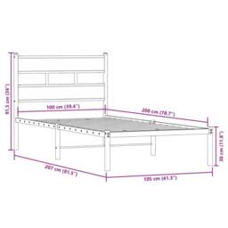 Berkfield Home Metal Bed Frame without Mattress Smoked Oak 100x200 cm in Brown - thumbnail 9