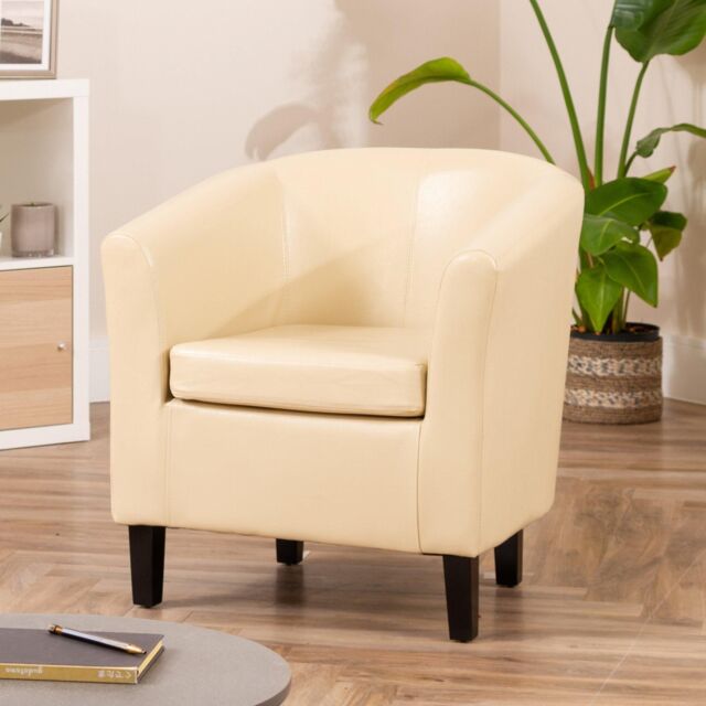 Artemis Home Meriden Vegan Leather Tub Chair in Cream - image 1