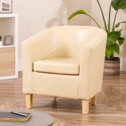 Artemis Home Meriden Vegan Leather Tub Chair in Cream - thumbnail 2