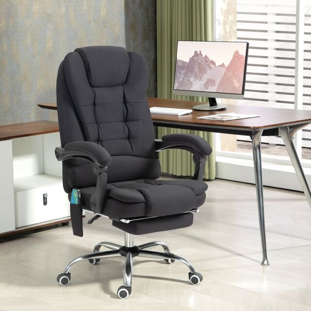 VINSETTO High Back Vibration Massage Office Chair with Heat Footrest Black - image 1