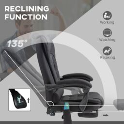 VINSETTO High Back Vibration Massage Office Chair with Heat Footrest Black - thumbnail 5