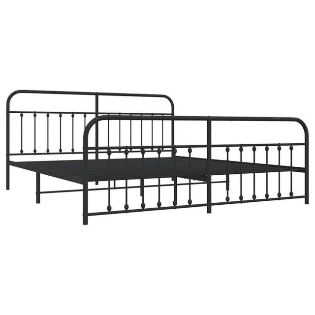 Berkfield Home Metal Bed Frame with Headboard & Footboard Black 200x200 cm - image 1