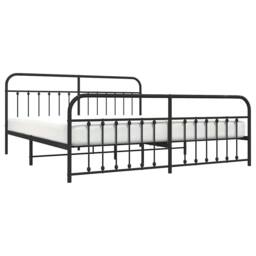 Berkfield Home Metal Bed Frame with Headboard & Footboard Black 200x200 cm - thumbnail 5