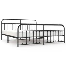 Berkfield Home Metal Bed Frame with Headboard & Footboard Black 200x200 cm - thumbnail 3
