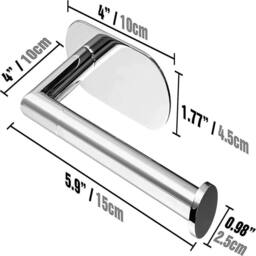 VOGREX Toilet Roll Holder Dispenser Wall Mounted Stainless Steel in Silver - thumbnail 2
