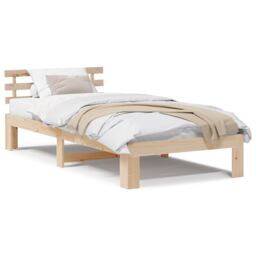 Berkfield Home Natural Pine Wood Bed Frame Natural Solid wood 80 x 200 cm in Brown - thumbnail 4