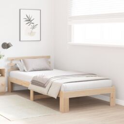 Berkfield Home Natural Pine Wood Bed Frame Natural Solid wood 80 x 200 cm in Brown - thumbnail 5
