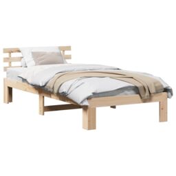 Berkfield Home Natural Pine Wood Bed Frame Natural Solid wood 80 x 200 cm in Brown - thumbnail 3