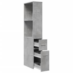 Berkfield Home Narrow Bathroom Cupboard with Wheels Concrete Grey Engineered Wood - thumbnail 7