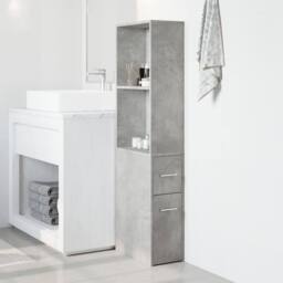 Berkfield Home Narrow Bathroom Cupboard with Wheels Concrete Grey Engineered Wood - thumbnail 1