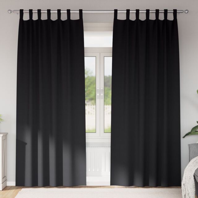 Berkfield Home Curtains with Curtains 2 pcs Black 260 x 140 cm Polyester - image 1