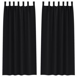 Berkfield Home Curtains with Curtains 2 pcs Black 260 x 140 cm Polyester - thumbnail 2