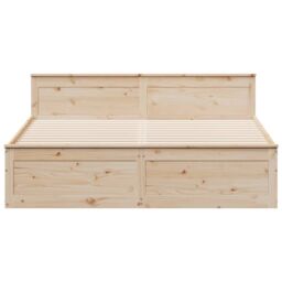 Berkfield Home Bed Frame without Mattress with Headboard 180x200 cm Super King Solid Wood Pine in Brown - thumbnail 4