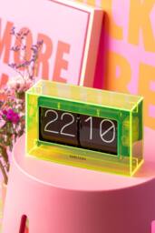 PRESENT TIME Karlsson Table Clock Acrylic Boxed Flip - Neon Yellow - thumbnail 2