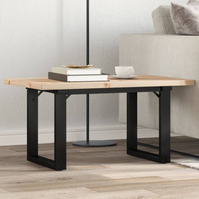 Berkfield Home Coffee Table O-Frame 80x50x40.5 cm Solid Wood Pine & Steel in Brown - image 1