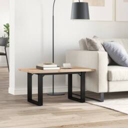Berkfield Home Coffee Table O-Frame 80x50x40.5 cm Solid Wood Pine & Steel in Brown - thumbnail 3