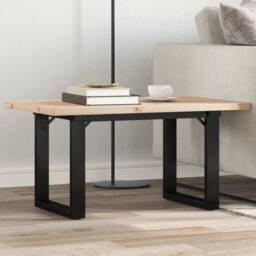 Berkfield Home Coffee Table O-Frame 80x50x40.5 cm Solid Wood Pine & Steel in Brown - thumbnail 1