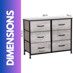 Rafaelo Mobilia 6 Drawer Bedroom Chest With Fabric Drawers in Grey - thumbnail 6