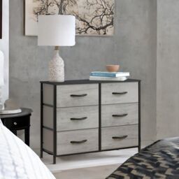 Rafaelo Mobilia 6 Drawer Bedroom Chest With Fabric Drawers in Grey - thumbnail 2