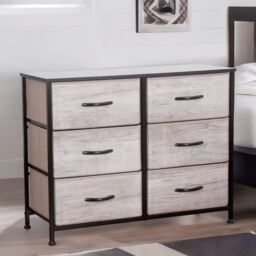 Rafaelo Mobilia 6 Drawer Bedroom Chest With Fabric Drawers in Grey - thumbnail 4