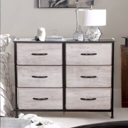 Rafaelo Mobilia 6 Drawer Bedroom Chest With Fabric Drawers in Grey - thumbnail 3