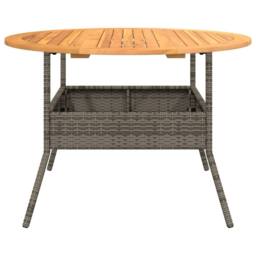 Berkfield Home Garden Table with Acacia Wood Top Grey √ò110x71 cm Poly Rattan - Size: 110x71 cm - thumbnail 6
