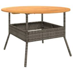 Berkfield Home Garden Table with Acacia Wood Top Grey √ò110x71 cm Poly Rattan - Size: 110x71 cm - thumbnail 7