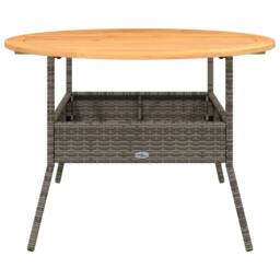 Berkfield Home Garden Table with Acacia Wood Top Grey √ò110x71 cm Poly Rattan - Size: 110x71 cm - thumbnail 5