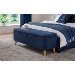 Ashfield Stilted Premium Ocean Blue Fabric Blanket Box in Dark Blue - thumbnail 1
