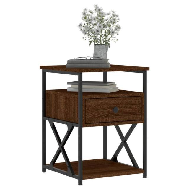 Berkfield Home Durable Bedside Cabinets 2 pcs Brown Oak 40x42x55 cm Engineered Wood - Size: 40 x 42 x 55 cm - image 1