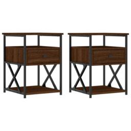 Berkfield Home Durable Bedside Cabinets 2 pcs Brown Oak 40x42x55 cm Engineered Wood - Size: 40 x 42 x 55 cm - thumbnail 3