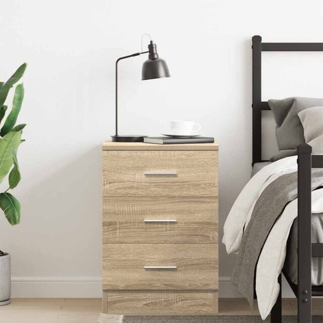 Berkfield Home Elegant Bedside Cabinet Sonoma Oak 38x35x56 cm Engineered Wood in Light Tan - Size: 38 x 35 x 56 cm - image 1
