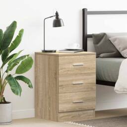 Berkfield Home Elegant Bedside Cabinet Sonoma Oak 38x35x56 cm Engineered Wood in Light Tan - Size: 38 x 35 x 56 cm - thumbnail 2